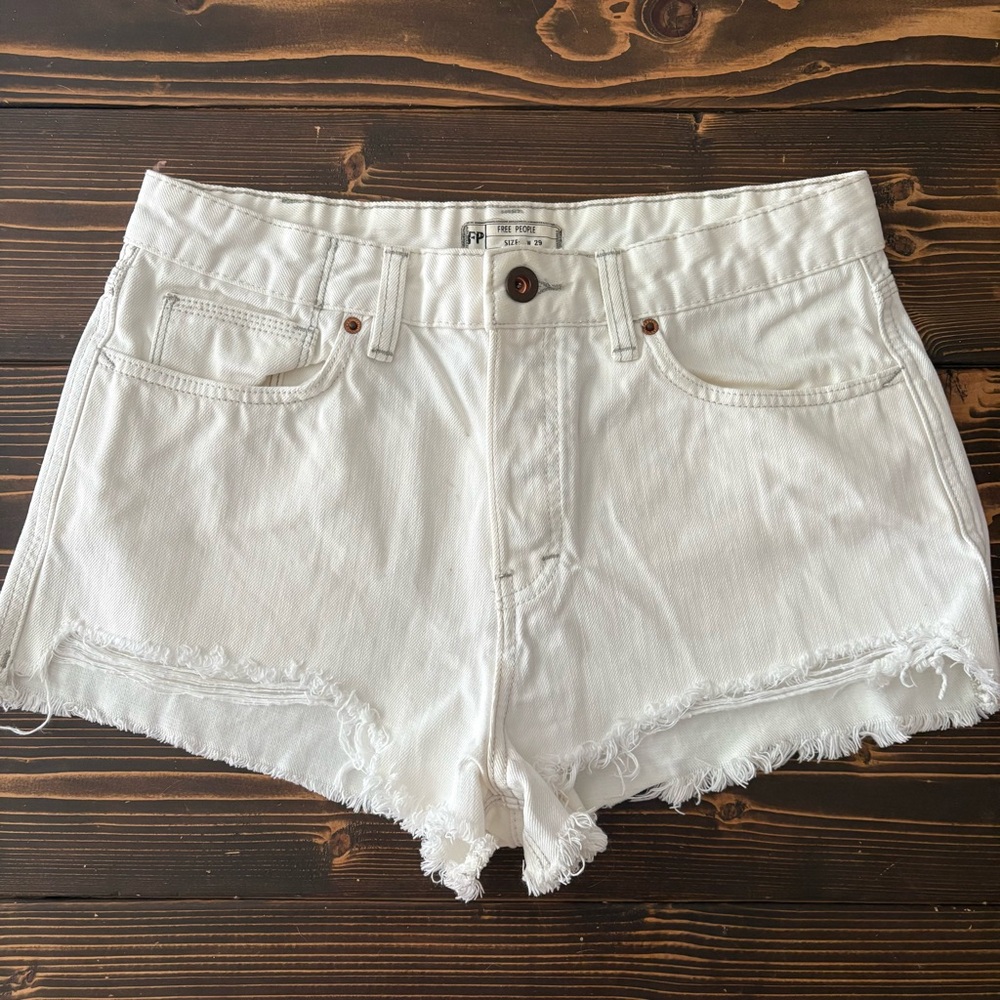 Free People White Denim Shorts